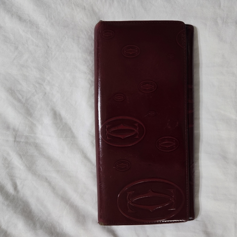 Vintage Cartier Red Embossed Leather Wallet